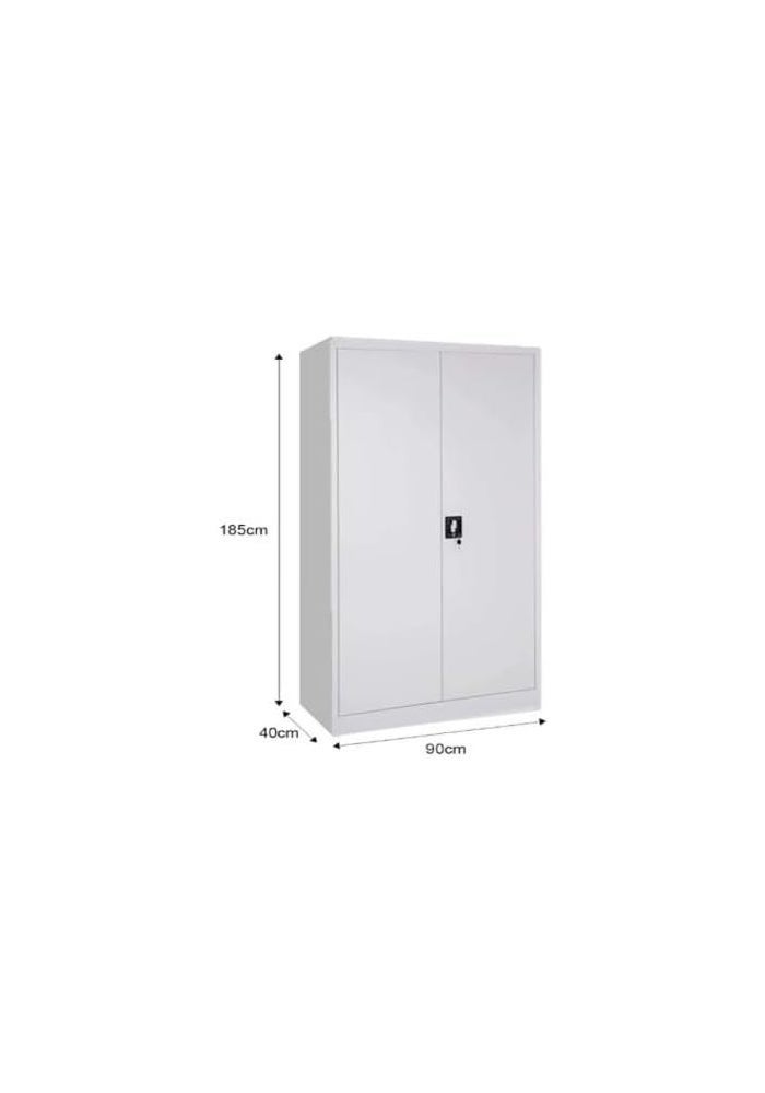 MAF furniture خزانة تخزين فولاذية MAF مع رفوف وعامود تعليق، 185H x 90W x 40D سم، رمادي، قابلة للقفل - Image 2